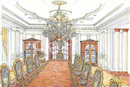 Luxurious palace in classical style with a lake