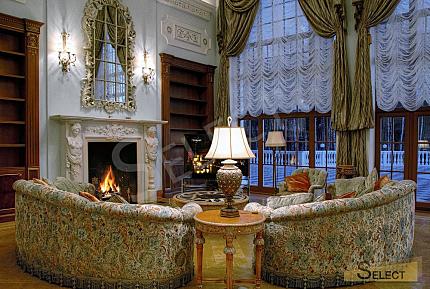 Luxurious palace in classical style with a lake