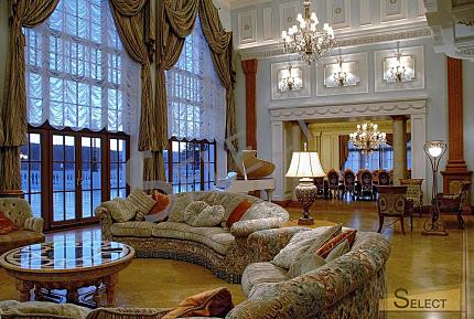 Luxurious palace in classical style with a lake