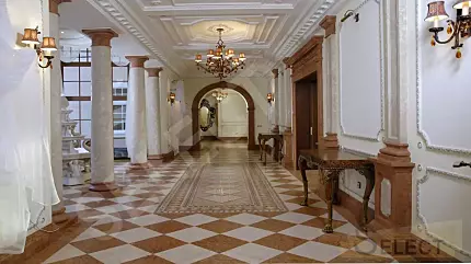 Luxurious palace in classical style with a lake