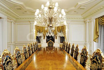 Luxurious palace in classical style with a lake