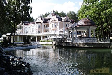 Luxurious palace in classical style with a lake
