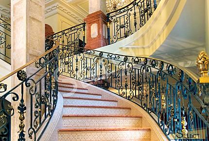 Luxurious palace in classical style with a lake