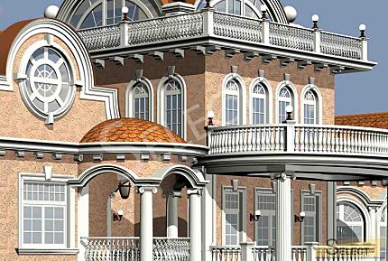 Luxurious palace in classical style with a lake