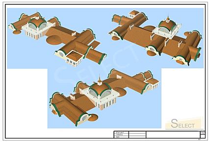 Luxurious palace in classical style with a lake