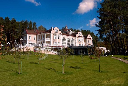 Розкішний палац у класичному стилі з озером